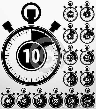 Analog timer icons set, vector Vector Illustration