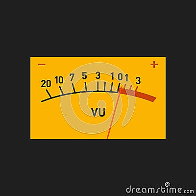 Analog Volume Unit Meter Measuring Device. Vector Vector Illustration