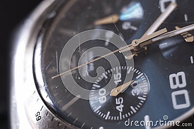 Analog wrist watch closeup Stock Photo