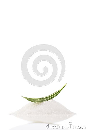 Analogue of sugar stevia leaf sweetener Stock Photo