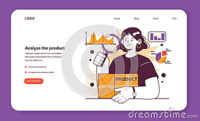 Analyse your product web banner or landing page. Effective product Vector Illustration
