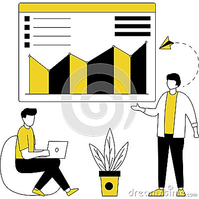 Analysing Market Illustration Vector Illustration