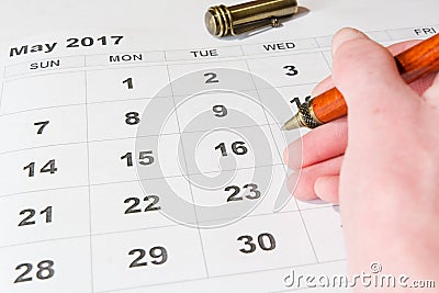 Analysis of a calendar May Stock Photo