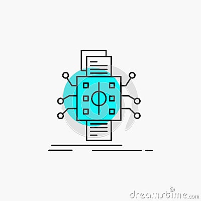 Analysis, data, datum, processing, reporting Line Icon Vector Illustration