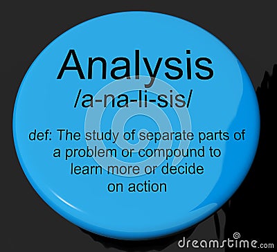 Analysis Definition Button Showing Probing Study Or Examining Stock Photo