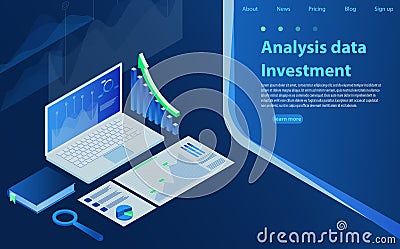 Analysis Finance Graph Financial Business Chart. Data analysis concept, information searching, search engine optimization Vector Illustration