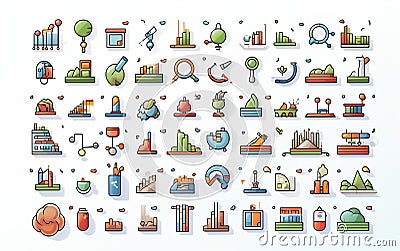 Analysis Fine Line Icons Generative AI Stock Photo