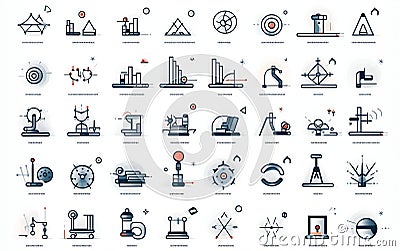 Analysis Fine Line Icons Generative AI Stock Photo