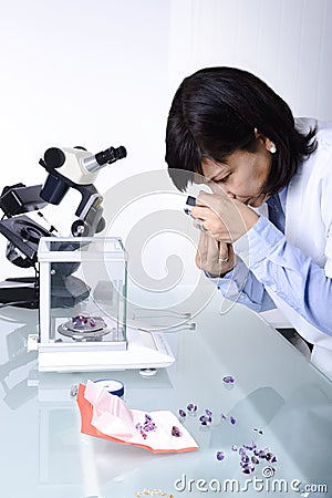 Analysis of gemstones Stock Photo