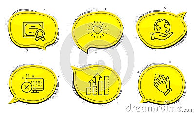 Analysis graph, Heart and Clapping hands icons set. Reject access sign. Targeting chart, Love, Clap. Vector Vector Illustration