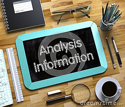 Analysis Information Concept on Small Chalkboard. 3D. Stock Photo