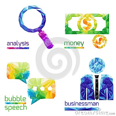 Analysis, money, bubble speach, business man Vector Illustration