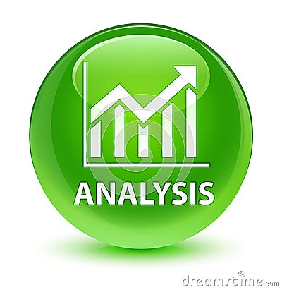 Analysis (statistics icon) glassy green round button Cartoon Illustration