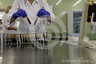 Analyst collects the blood samples Editorial Stock Photo