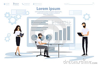 Analytic Research and Programming Landing Page Vector Illustration