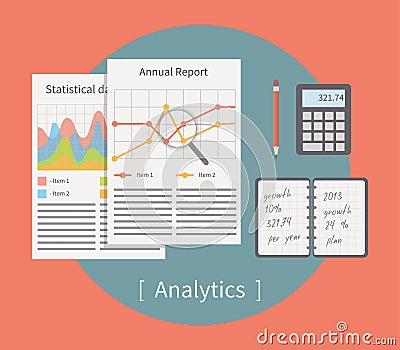 Analytic vector illustration. Business template Vector Illustration