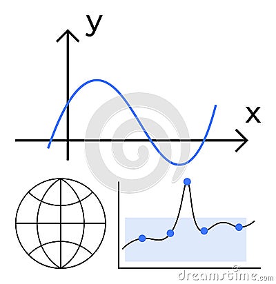Analytical Graphs and Global Data Concepts for Statistical and Business Insights Vector Illustration