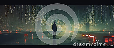 Analytical and predictive systems extending into the digital landscape, showcasing valuable insights from vast datasets Stock Photo