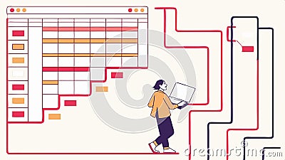 Person analyzing data on dashboard interface vector design Generative AI Vector Illustration