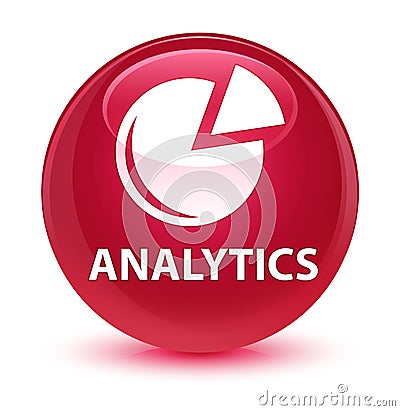 Analytics (graph icon) glassy pink round button Cartoon Illustration