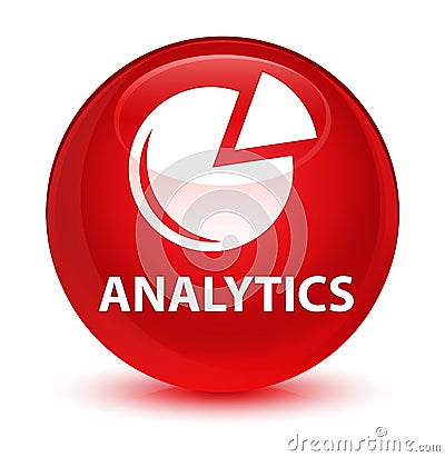 Analytics (graph icon) glassy red round button Cartoon Illustration