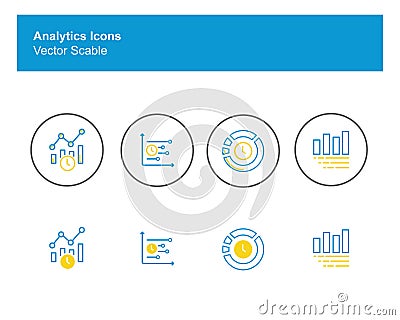 Analytics icon set Data Analysis Vector Illustration