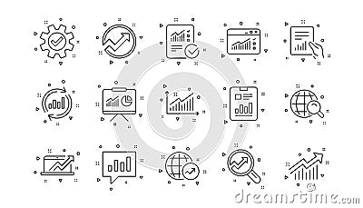 Analytics line icons. Reports, Charts and Graphs. Linear icon set. Vector Vector Illustration