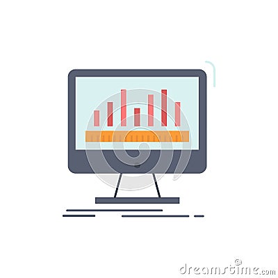 analytics, processing, dashboard, data, stats Flat Color Icon Vector Vector Illustration