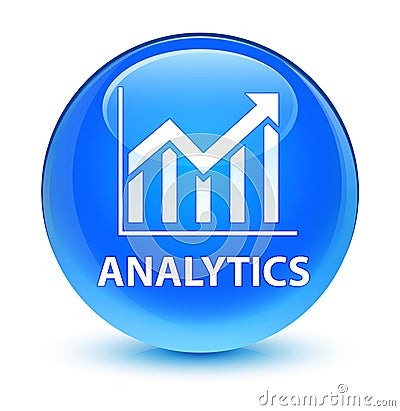 Analytics (statistics icon) glassy cyan blue round button Cartoon Illustration