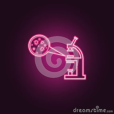 Analyze bacteria neon icon. Elements of probiotics set. Simple icon for websites, web design, mobile app, info graphics Stock Photo