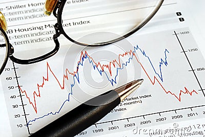 Analyze the investment trend Stock Photo