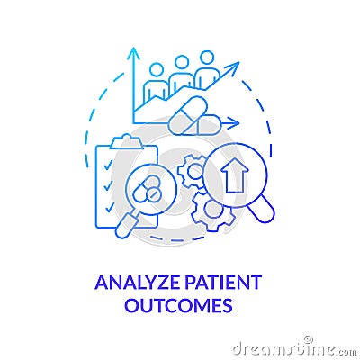 Analyze patient outcomes blue gradient concept icon Vector Illustration