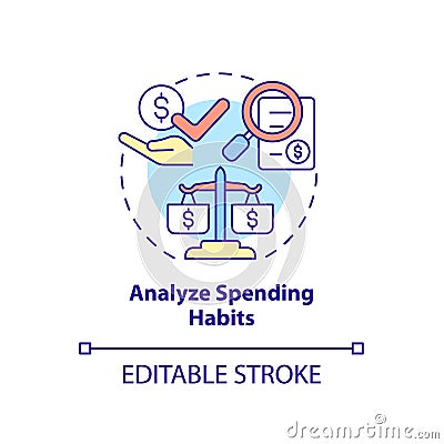 Analyze spending habits concept icon Vector Illustration