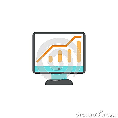 Analyzing Computer Monitor Statistics for Data Insights Vector Illustration
