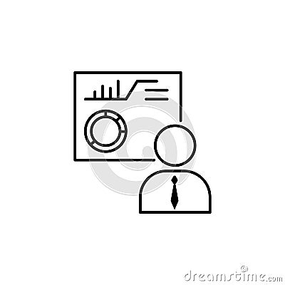 analyzing, document, worker icon. Element of teamwork for mobile concept and web apps illustration. Thin line icon for website Cartoon Illustration