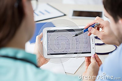 Analyzing electrocardiogram on a tablet Stock Photo