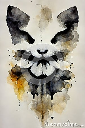 Analyzing Perceptions of Cat Imagery within Ink Blots Stock Photo