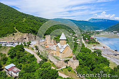 Ananuri is a castle complex on the Aragvi River in Georgia. Ananuri Castle is located about 70 kilometres from Tbilisi Stock Photo