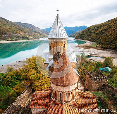 Ananuri castle fortress complex, Georgia. Georgian landmarks. Stock Photo