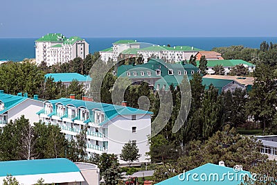 Anapa city. Looking to Parus hotel on Black sea Editorial Stock Photo