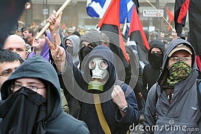 Anarchist Protesters in London Editorial Stock Photo