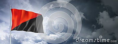 Anarchy flag on a cloudy sky Stock Photo