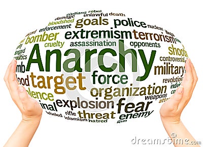 Anarchy word cloud hand sphere concept Stock Photo