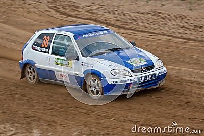 Anatoliy Kosarev drives a blue Citroen Editorial Stock Photo