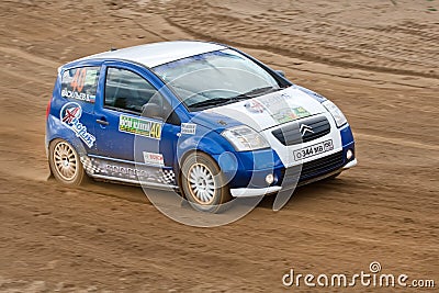 Anatoliy Kosarev drives a blue Citroen car Editorial Stock Photo
