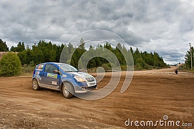 Anatoliy Kosarev drives a blue Citroen car Editorial Stock Photo