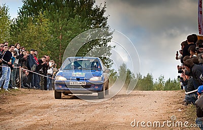 Anatoliy Kosarev drives a blue Citroen car Editorial Stock Photo