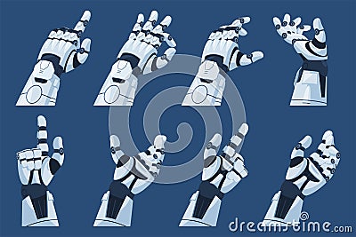 Anatomical bionic robotic hands. Autonomous new robots work automation concept. Vector illustration Vector Illustration