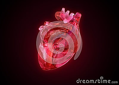 Anatomical human heart as gemstone, Cartoon Illustration