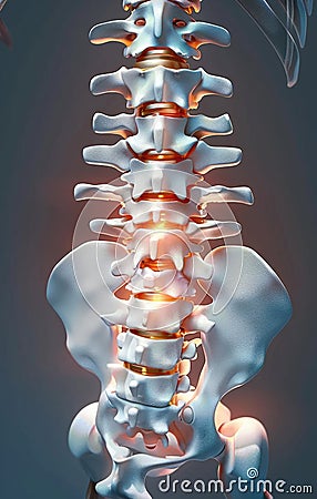 Anatomical image : visual of spine, intricate structure and alignment of vertebrae, highlighting importance of spinal Stock Photo
